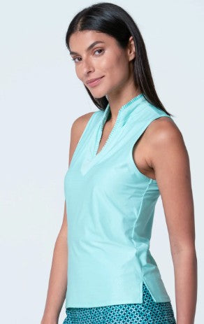 Lucky in Love EYELET YOU WIN IT Pleated Placket Textured Sleeveless