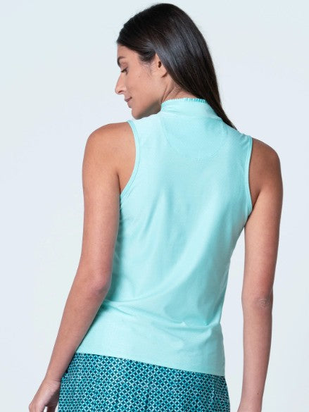 Lucky in Love EYELET YOU WIN IT Pleated Placket Textured Sleeveless