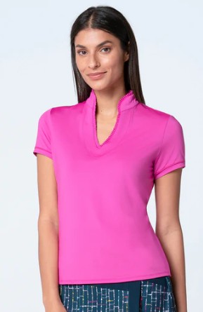 Lucky in Love Pleated Placket Short Sleeve (Multiple Colors)