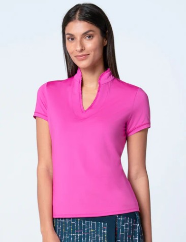 Lucky in Love Pleated Placket Short Sleeve (Multiple Colors)