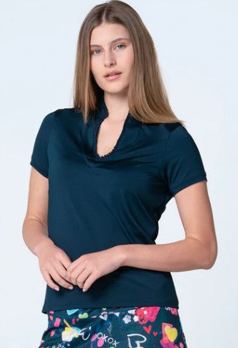 Lucky in Love Pleated Placket Short Sleeve (Multiple Colors)