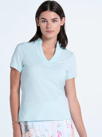 Lucky in Love Pleated Placket Short Sleeve (Multiple Colors)