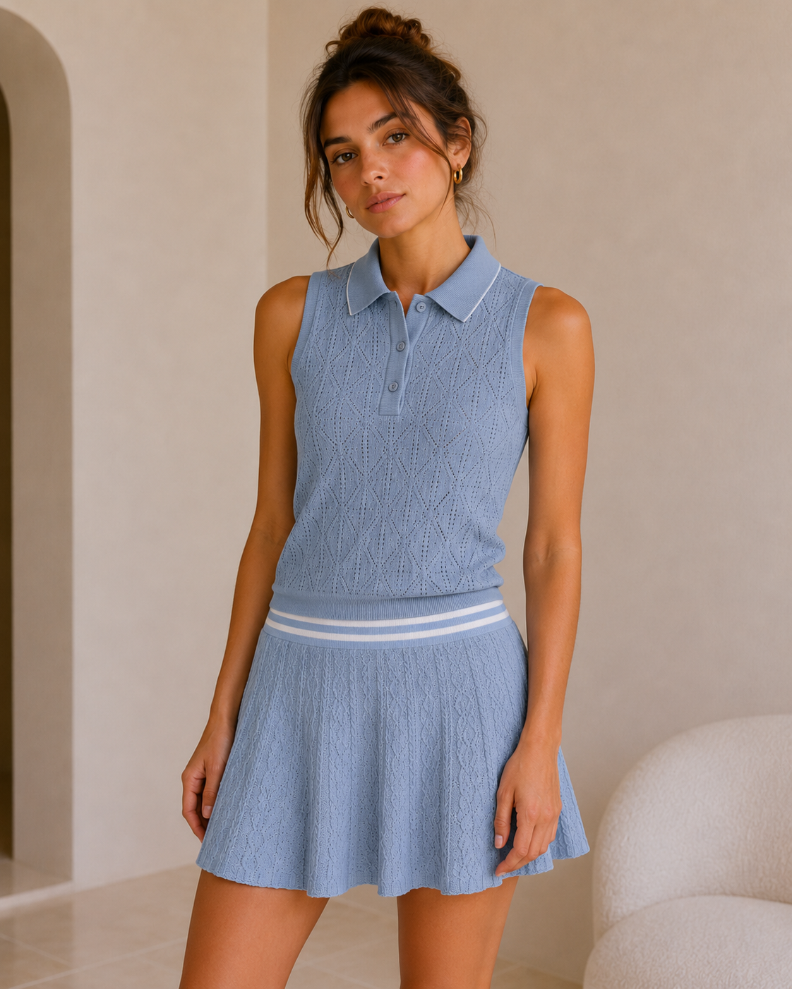 GREYSON Pointelle Sleeveless Polo