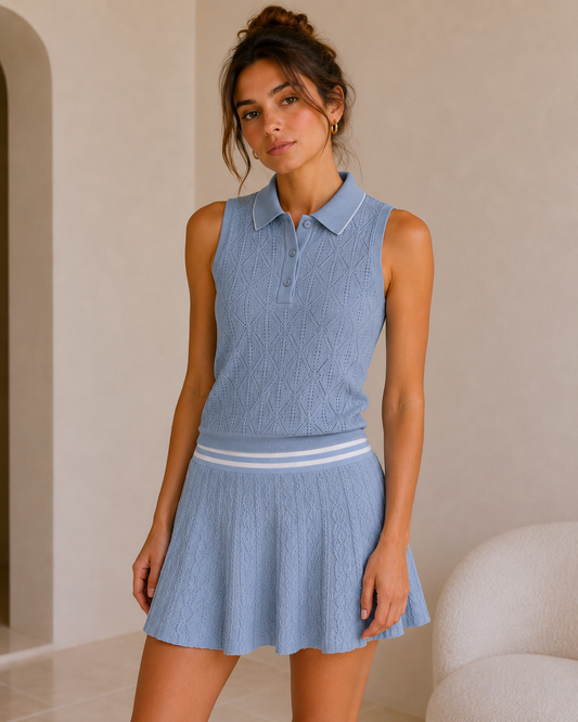 GREYSON Pointelle Sleeveless Polo