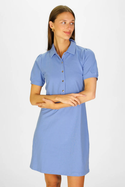 Duffield Lane Palmer Polo Dress in Cornflower Blue