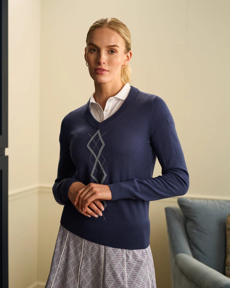 Fairway & Greene Fitz V-Neck Argyle Sweater