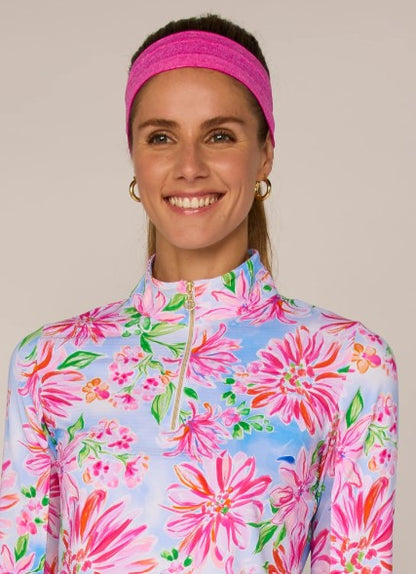 G Lifestyle FLOWER GARDEN Long Sleeve Quarter Zip Top in Flower Garden