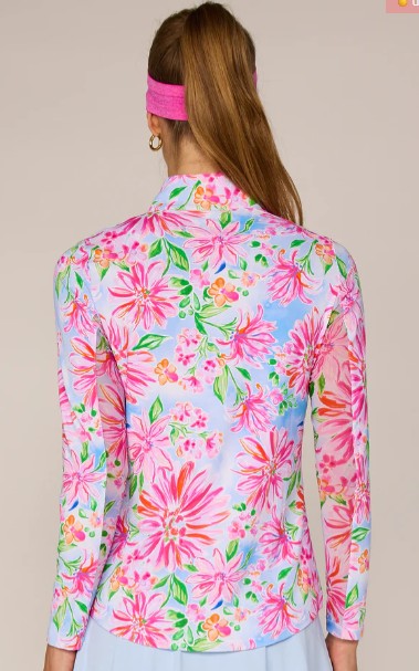 G Lifestyle FLOWER GARDEN Long Sleeve Quarter Zip Top in Flower Garden