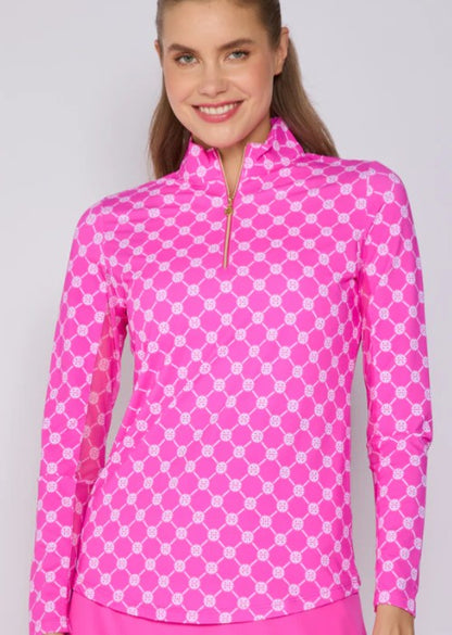 G Lifestyle Quarter Zip Long Sleeve Lifestyle Geo Top (Multiple Colors)