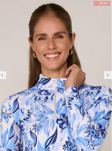 G Lifestyle FLOWER GARDEN Long Sleeve Quarter Zip in Summer Flower