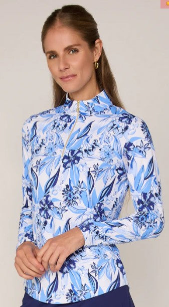 G Lifestyle FLOWER GARDEN Long Sleeve Quarter Zip in Summer Flower