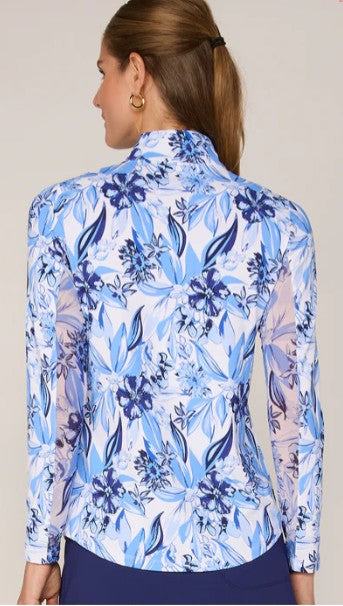 G Lifestyle FLOWER GARDEN Long Sleeve Quarter Zip in Summer Flower