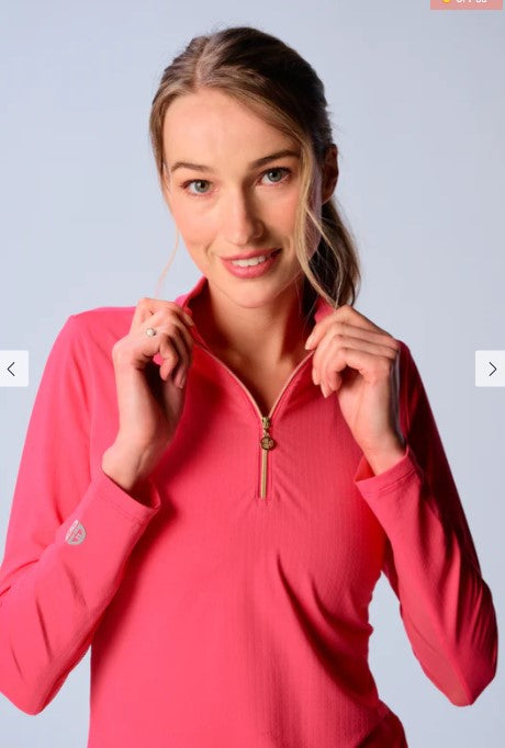 G Lifestyle Quarter Zip Sun Protection Long Sleeve Top (Multiple Colors)