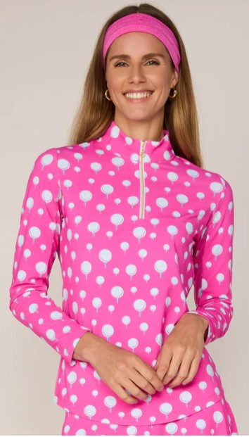 G Lifestyle FLOWER GARDEN Long Sleeve Quarter Zip in Top Tee it Up (Multiple Colors)