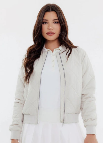 GG BLUE ROSEWOOD Quilted Bomber Jacket
