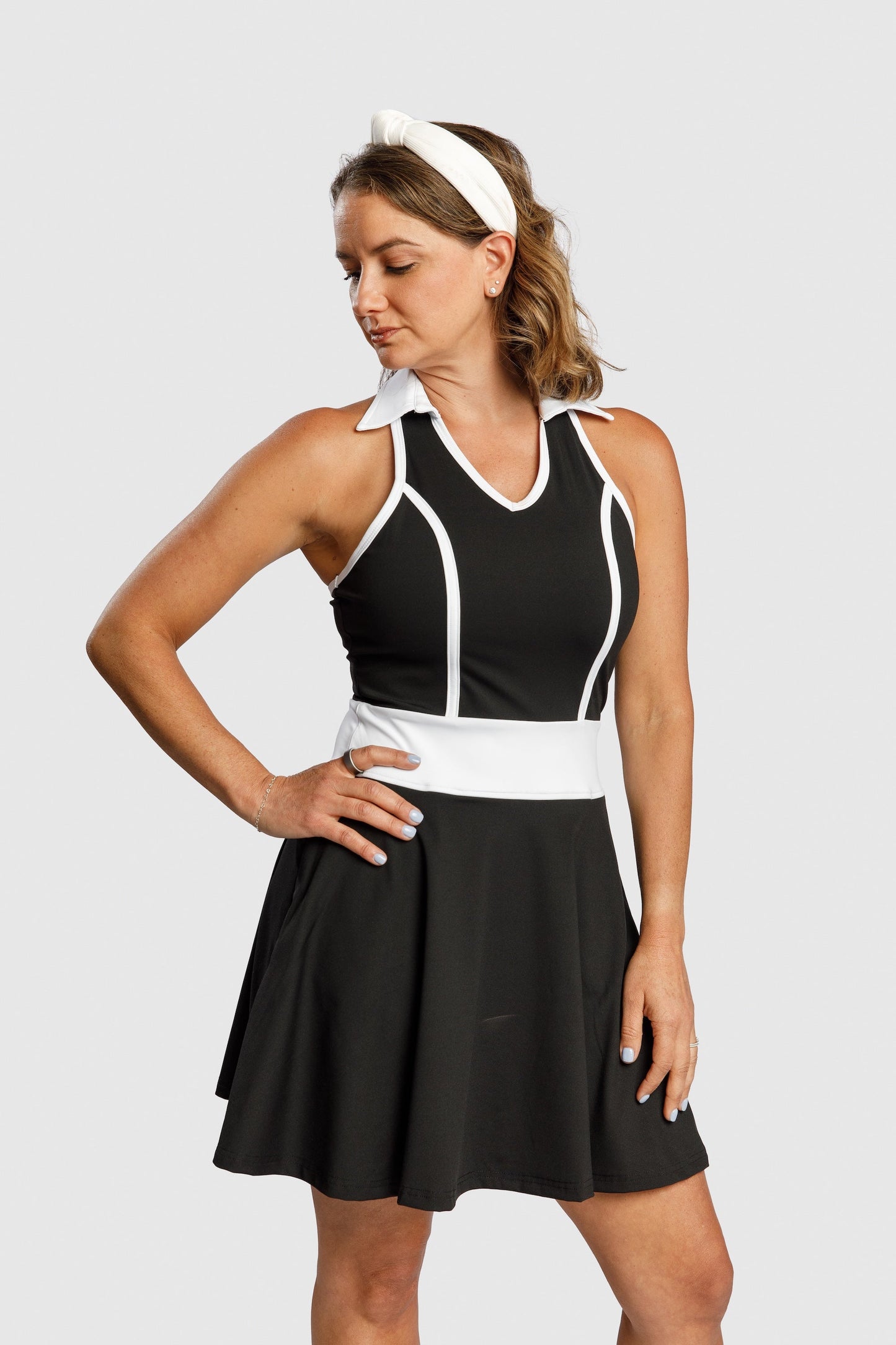 CALLIOPE GOLF Vita Contrast Sleeveless Racer Back Dress 32.5" (Multiple Colors)