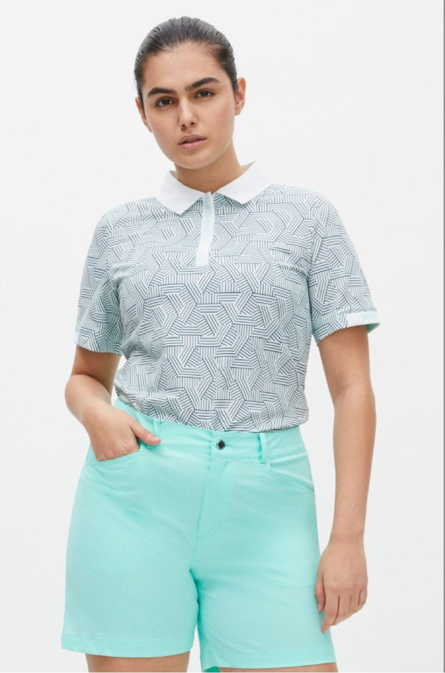 Rohnisch Active Energy Abby Hexagon Print Short Sleeve Polo Shirt