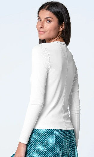 Lucky in Love EYELET YOU WIN IT Riviera Henley Long Sleeve