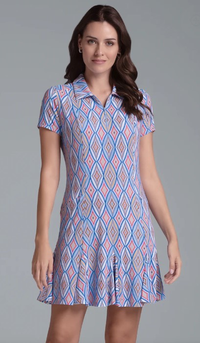 IBKUL Romina Print Short Sleeve Godet Dress