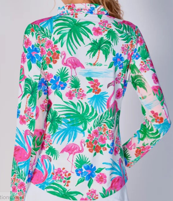 G Lifestyle Spring Ruffle V Neck Top In Flamingo