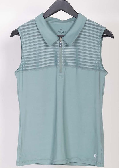 FAMARA SLEEVELESS SHEER GOLF SHIRT (MULTIPLE COLORS)