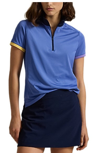 Ralph Lauren RLX SHORT-SLEEVE AIR TECH PIQUE 1/4 ZIP TRI COLOR POLO