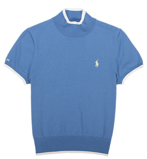 Ralph Lauren RLX SHORT-SLEEVE COTTON BLEND MOCK NECK SWEATER