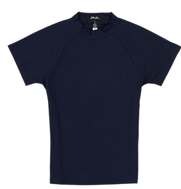 Ralph Lauren RLX SHORT-SLEEVE DROP NEEDLE RIB KINT MOCK NECK T-SHIRT (Multiple Colors)