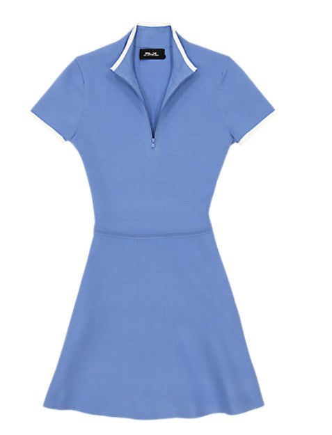 Ralph Lauren RLX SHORT-SLEEVE VICOSE BLEND SWEATER DRESS W/ FLIRTY SKIRT HEM