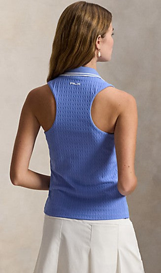 Ralph Lauren RLX SLEEVELESS ACTIVE CABLE KNIT 1/4 ZIP RACERBACK POLO (Multiple Colors)