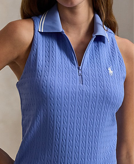 Ralph Lauren RLX SLEEVELESS ACTIVE CABLE KNIT 1/4 ZIP RACERBACK POLO (Multiple Colors)