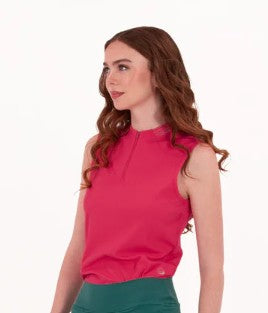 FORAY Sleeveless Zip Ribbed Polo