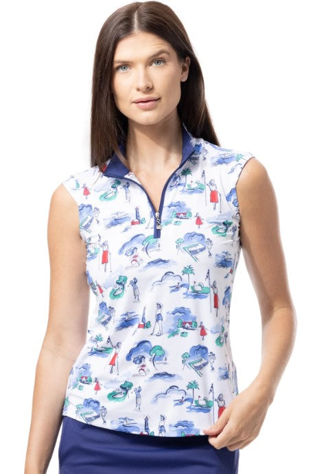 SanSoleil SOLCOOL SLEEVELESS MOCK (MULTIPLE PRINTS)