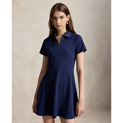 Ralph Lauren RLX SHORT-SLEEVE ACTIVE CABLE KNIT POLO DRESS W/ FLOUNCY SKORT