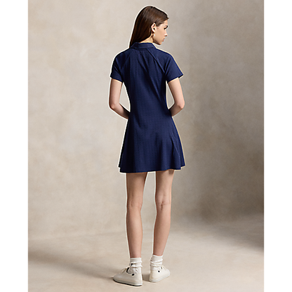 Ralph Lauren RLX SHORT-SLEEVE ACTIVE CABLE KNIT POLO DRESS W/ FLOUNCY SKORT