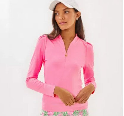 LILLY PULITZER Sania Zip Rousseau Long Sleeve Polo