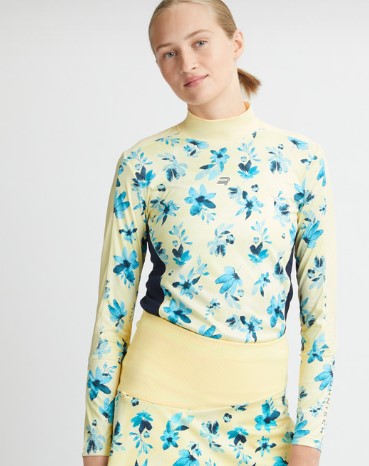 Rohnisch Scarlett Yellow Spray Floral Print Long Sleeve Top