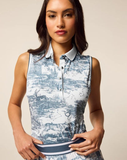GREYSON Huntress Toile Sleeveless Scarlett Polo