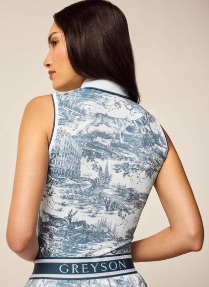 GREYSON Huntress Toile Sleeveless Scarlett Polo
