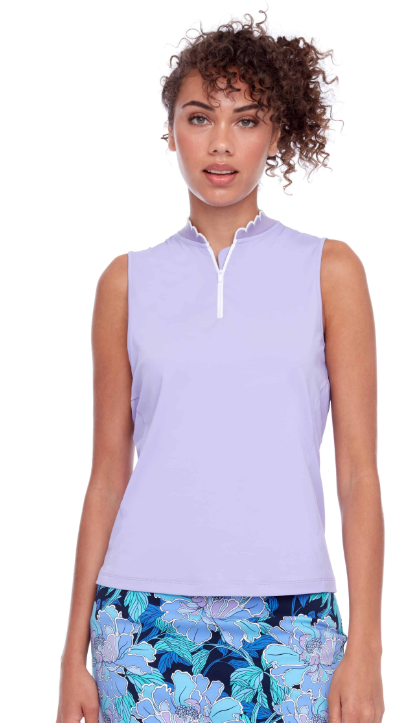 Swing Control Velocity Sleeveless Scalloped Edge Top (Multiple Colors)