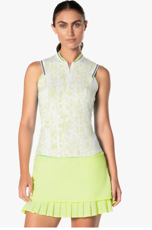 Lucky in Love Electric Toile Zip Sleeveless Top