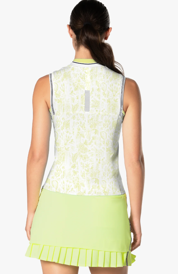 Lucky in Love Electric Toile Zip Sleeveless Top