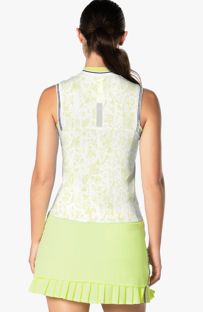 Lucky in Love Electric Toile Zip Sleeveless Top