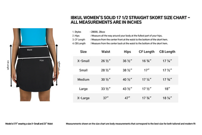 IBKUL Essentials Solid Straight Skort 17 1/2" (Multiple Colors)