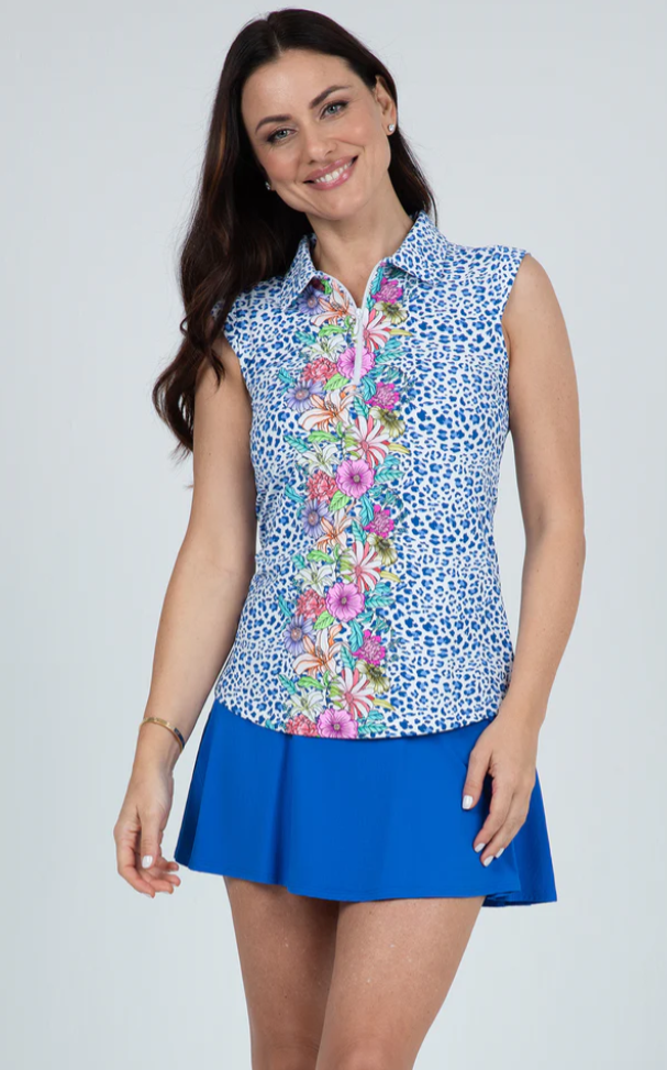 IBKUL Carrie Print Sleeveless Polo