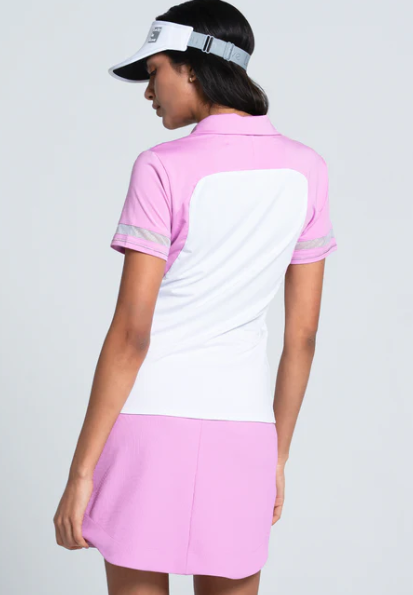 Lucky in Love Mystic Petal Pink Mix Media Short Sleeve Polo