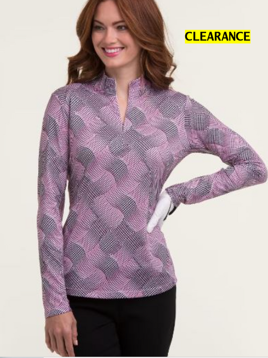 EPNY On The Dot Long Sleeve Dot Ribbon Swirl Zip Mock