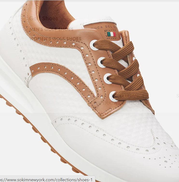Duca Del Cosma Serena Golf Shoe - White/Cognac