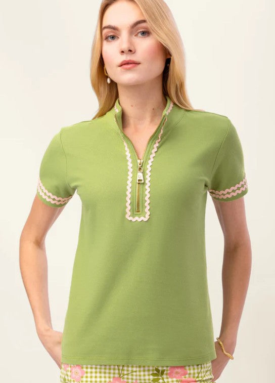 Spartina Serena Ric Rac Short Sleeve Zip Top