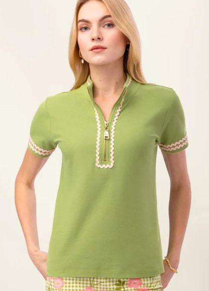 Spartina Serena Ric Rac Short Sleeve Zip Top